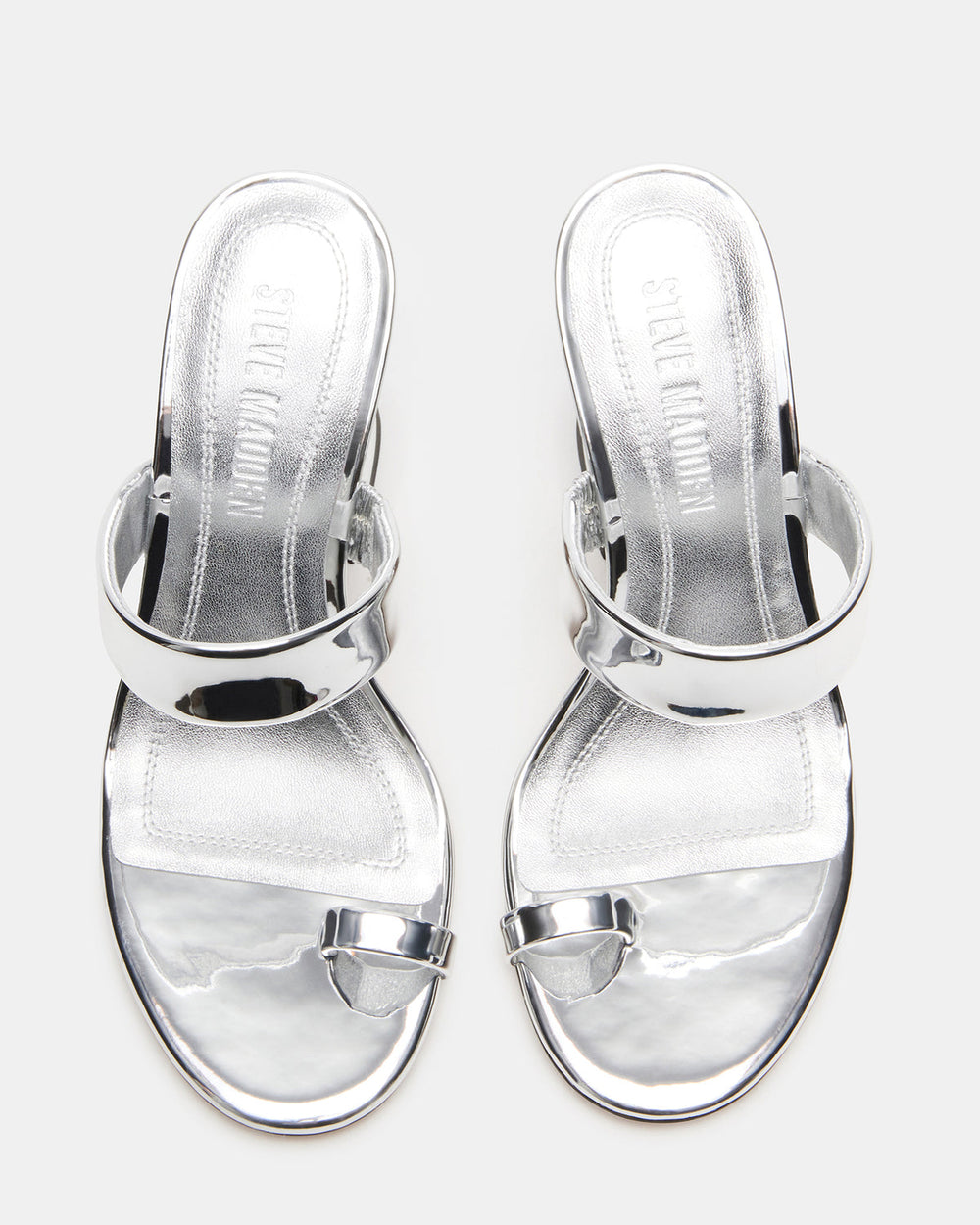 RENIE Silver Women's Open Toe Mule Heel | Steve Madden Sale