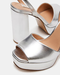 LOURDES Silver Metallic Platform Heel | Women's Heels | Steve Madden on Sale