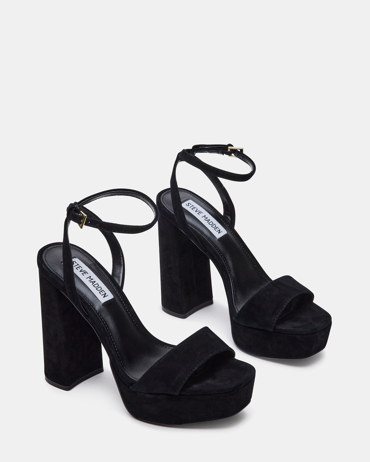 LESSA Black Suede Platform Block Heel | Women's Heels | Steve Madden discount