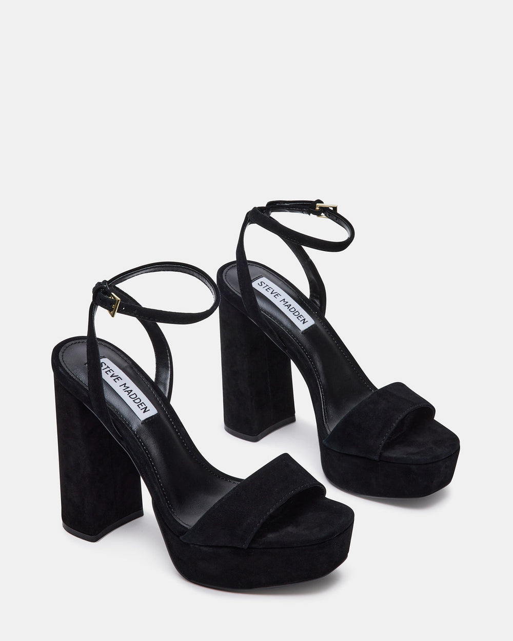 LESSA Black Suede Platform Block Heel | Women's Heels | Steve Madden discount