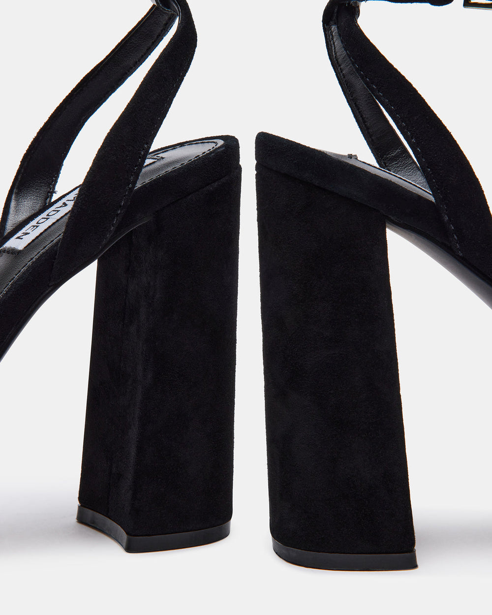 LESSA Black Suede Platform Block Heel | Women's Heels | Steve Madden discount