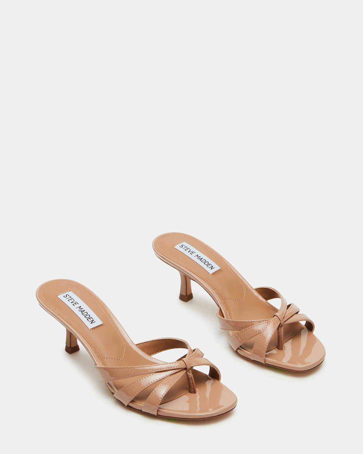 CARY Tan Patent Leather Square-Toe Strappy Mule Women's Heel | Steve Madden online