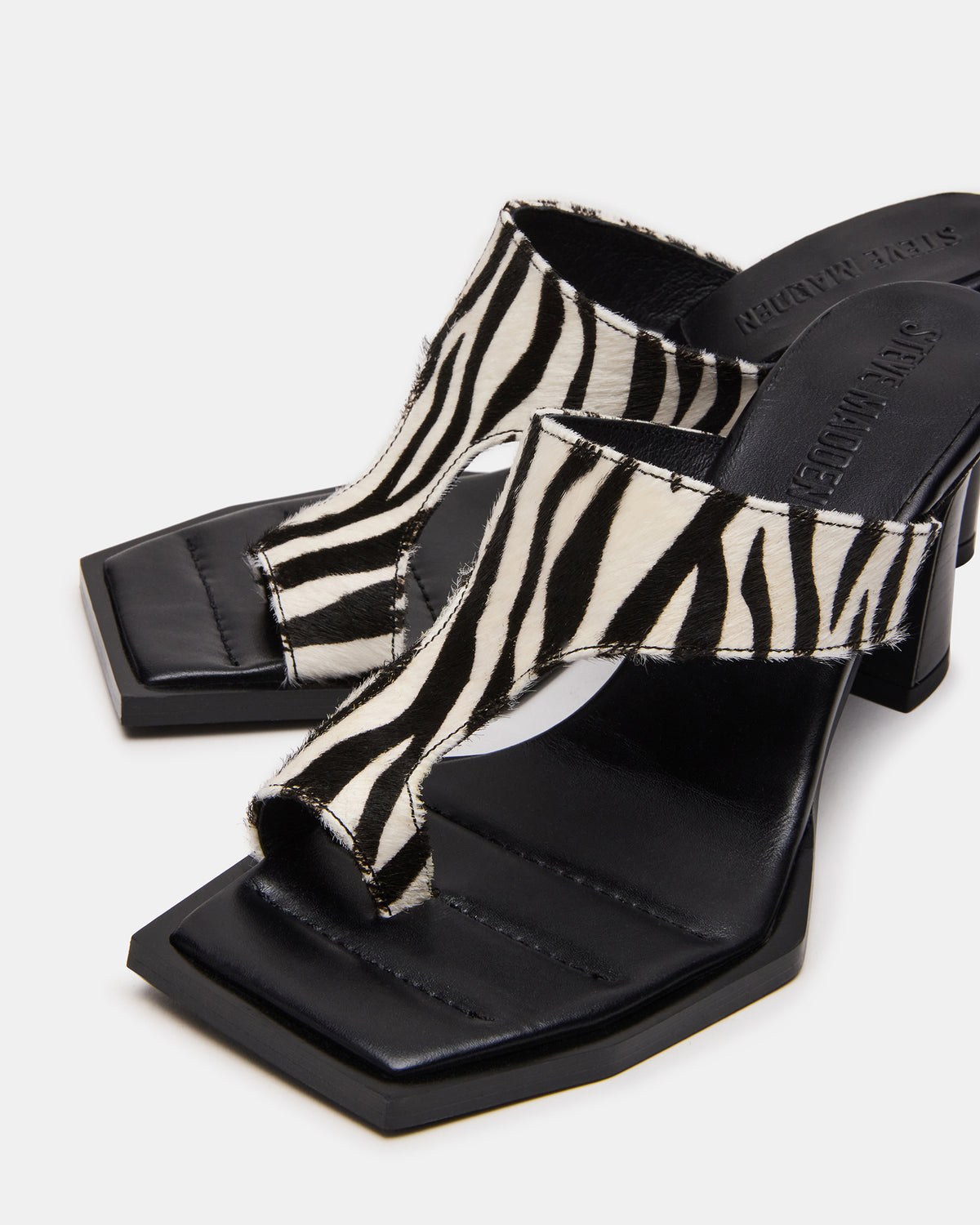 ALAMEDA Zebra Square-Toe Mule Women's Heel | Steve Madden Sale