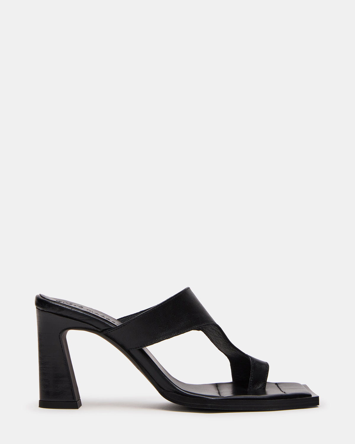 ALAMEDA Black Leather Square-Toe Mule Women's Heel | Steve Madden on Sale