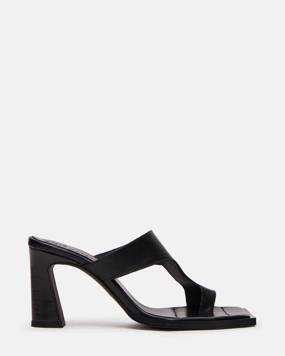 ALAMEDA Black Leather Square-Toe Mule Women's Heel | Steve Madden on Sale