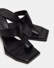 ALAMEDA Black Leather Square-Toe Mule Women's Heel | Steve Madden on Sale