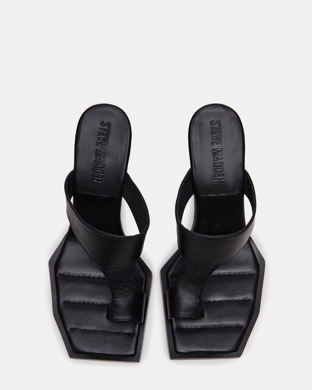 ALAMEDA Black Leather Square-Toe Mule Women's Heel | Steve Madden on Sale
