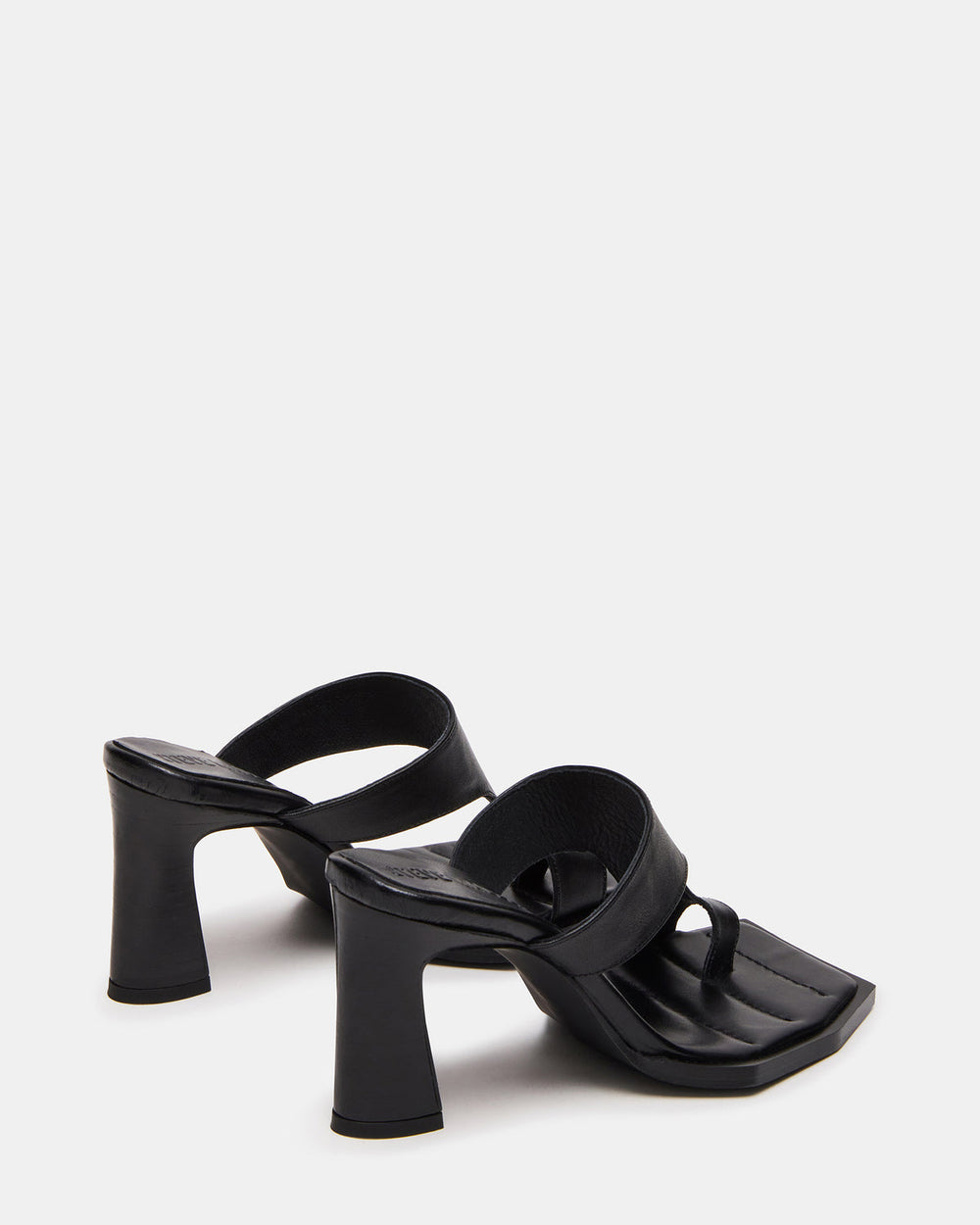 ALAMEDA Black Leather Square-Toe Mule Women's Heel | Steve Madden on Sale