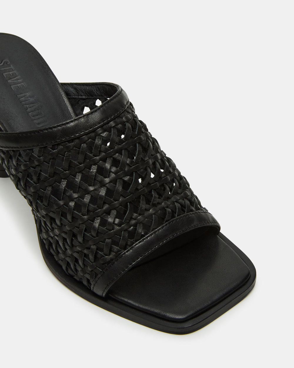 FRESCA Black Woven Square-Toe Mule Women's Heel | Steve Madden US