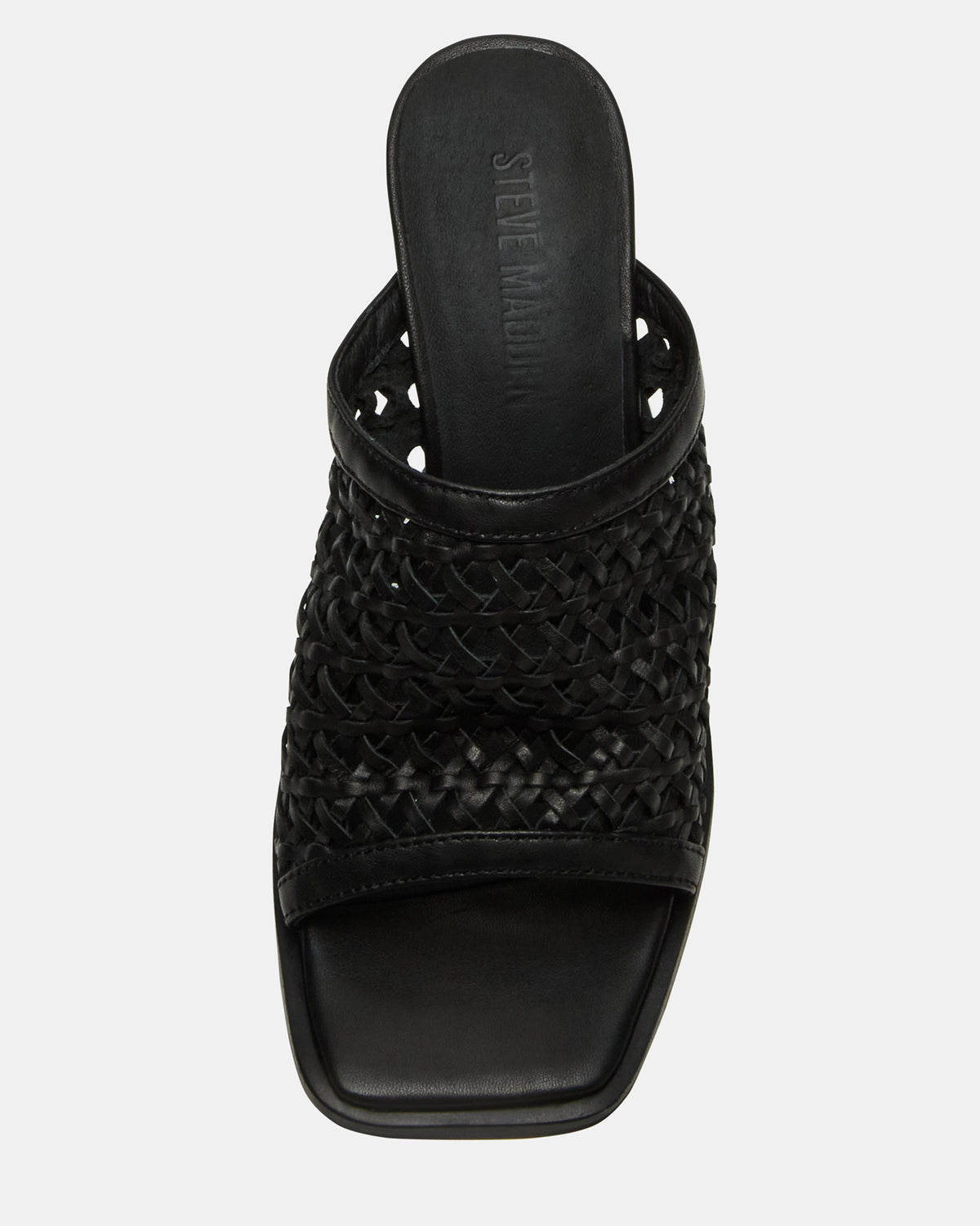FRESCA Black Woven Square-Toe Mule Women's Heel | Steve Madden US