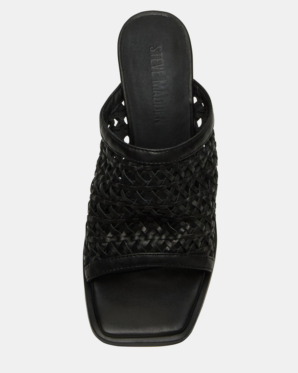FRESCA Black Woven Square-Toe Mule Women's Heel | Steve Madden US