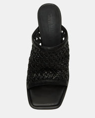 FRESCA Black Woven Square-Toe Mule Women's Heel | Steve Madden US