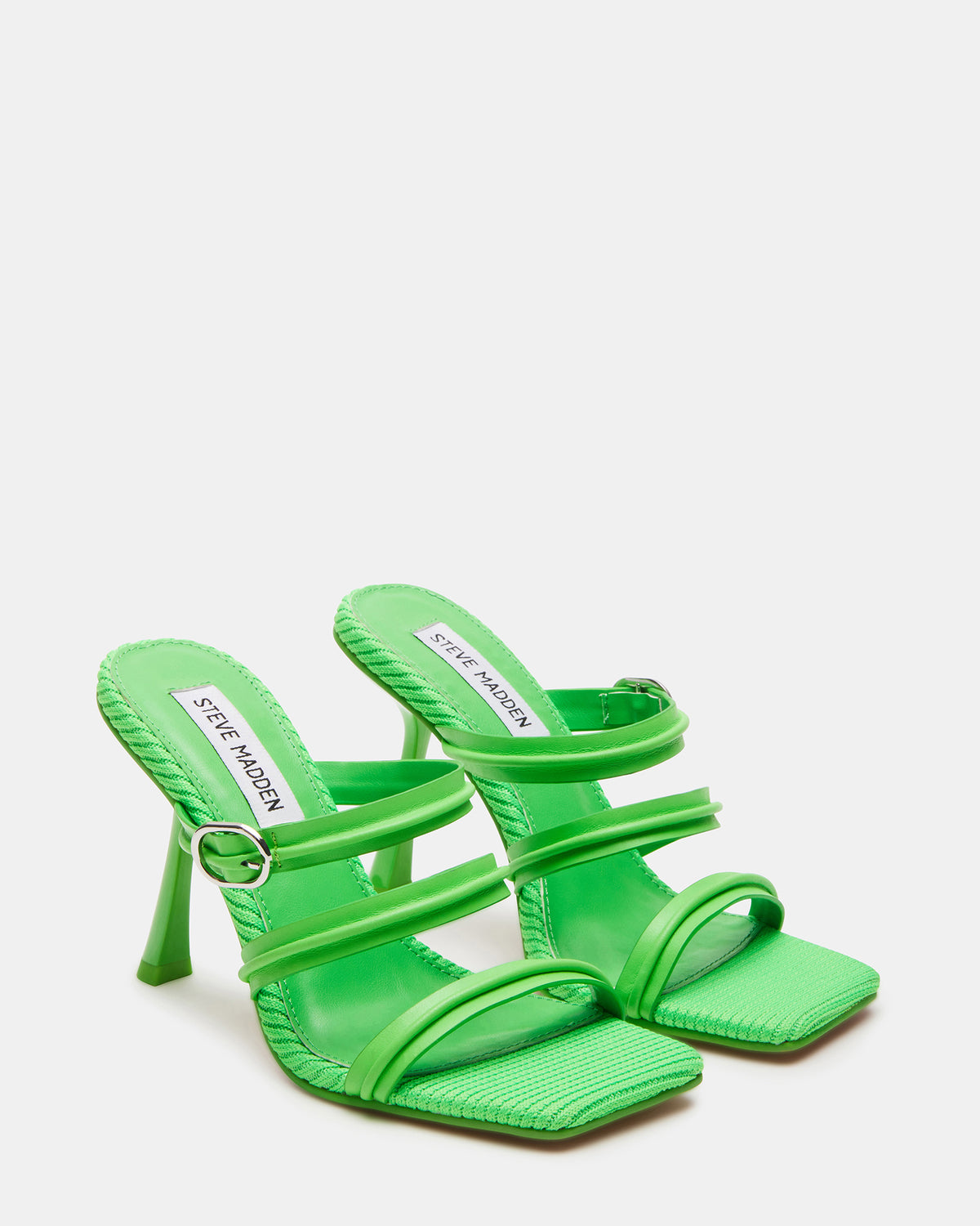 TRIN Green Strappy Square Toe Mule | Women's Heels | Steve Madden near me
