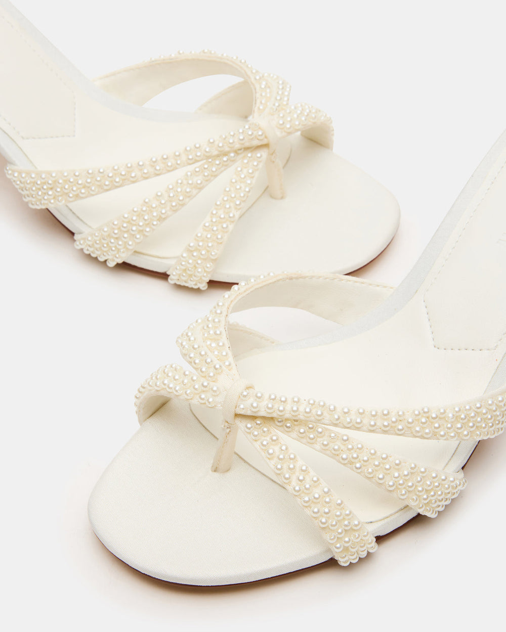 CARY Pearl Ivory Square-Toe Strappy Mule Women's Heel | Steve Madden for Sale