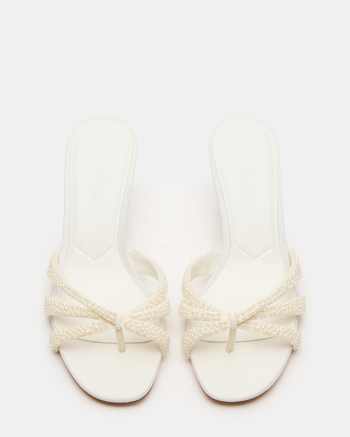 CARY Pearl Ivory Square-Toe Strappy Mule Women's Heel | Steve Madden for Sale