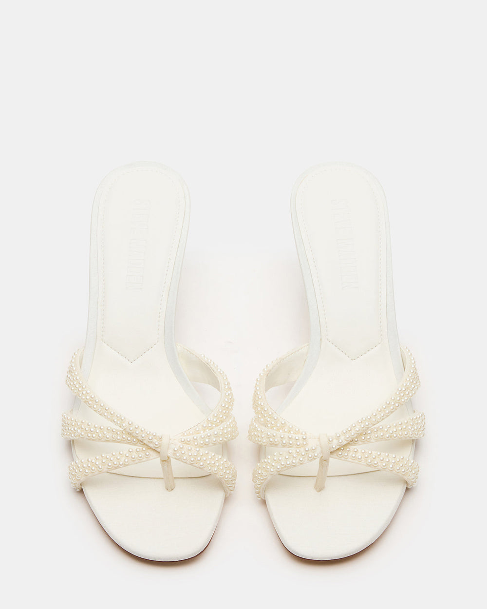 CARY Pearl Ivory Square-Toe Strappy Mule Women's Heel | Steve Madden for Sale