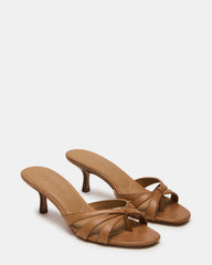 CARY Camel Leather Square-Toe Strappy Mule Women's Heel | Steve Madden discount