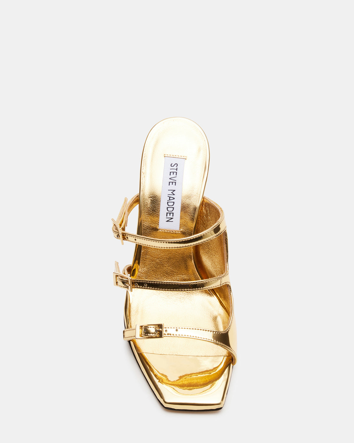 OPULENT Gold Leather Square Toe Mule Heel | Women's Heels | Steve Madden US