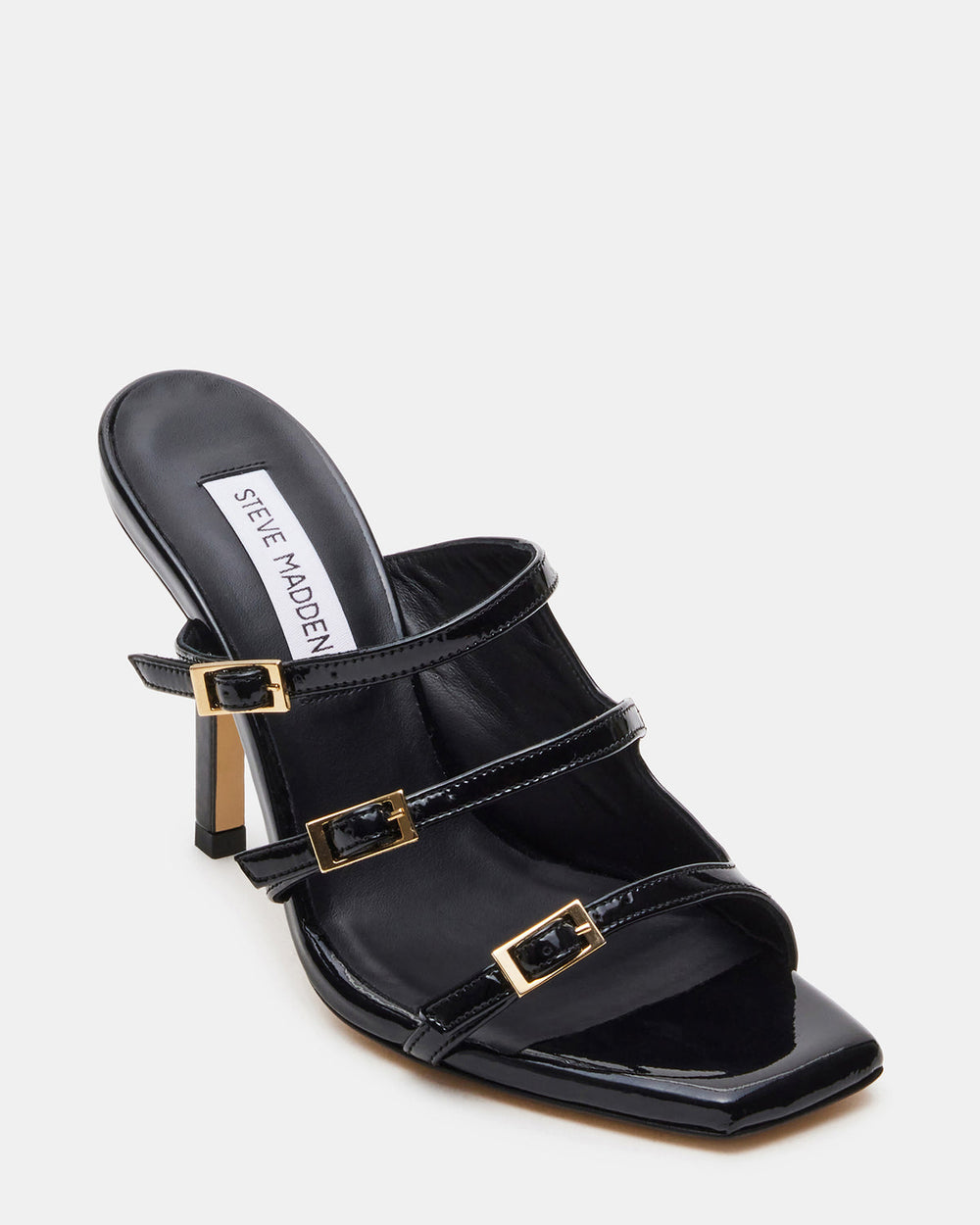 OPULENT Black Leather Square Toe Mule Heel | Women's Heels | Steve Madden outlet