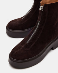 JONES Chocolate Brown Suede Zipper Lug Women's Ankle Boot | Steve Madden near me