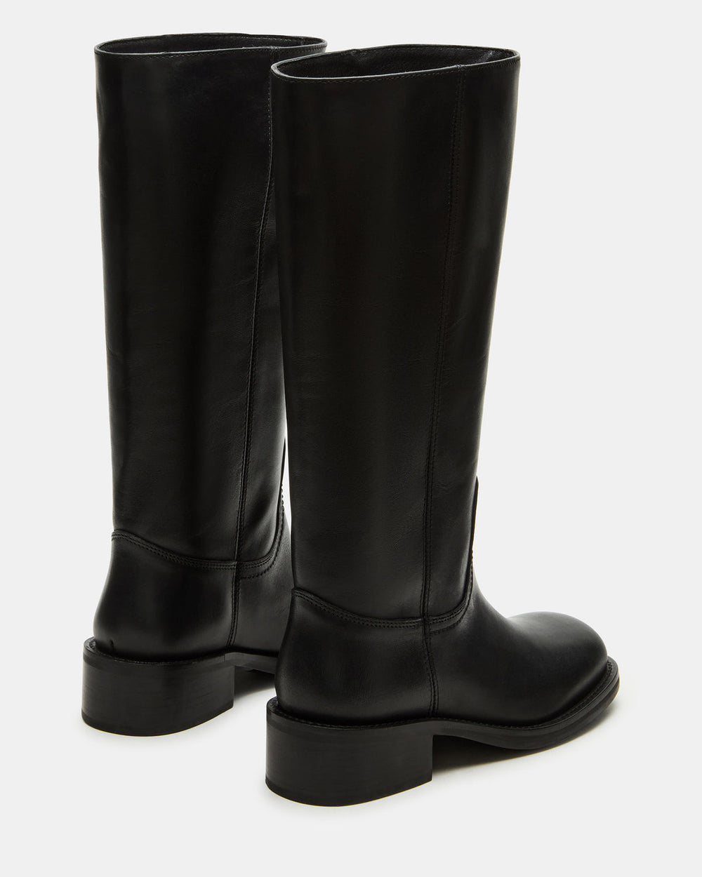 RIGGS Black Leather Wide Calf Square-Toe Women's Boot | Steve Madden outlet