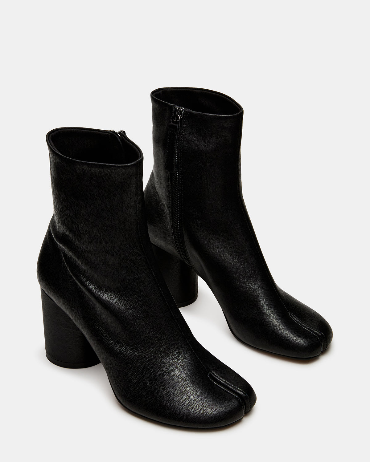 CARO Black Leather Tabi Split-Toe Block Heel Women's Ankle Boot | Steve Madden Sale