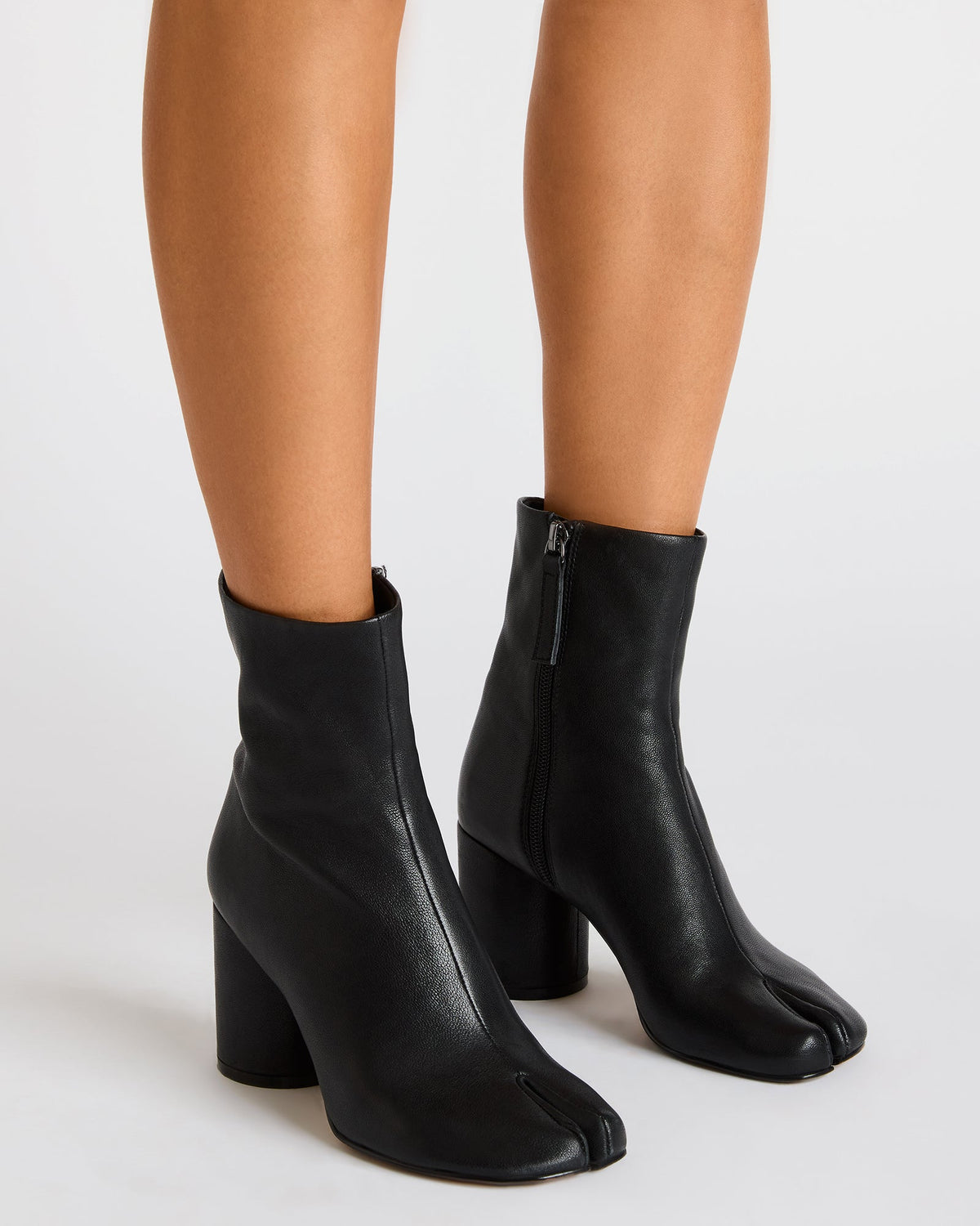 CARO Black Leather Tabi Split-Toe Block Heel Women's Ankle Boot | Steve Madden Sale