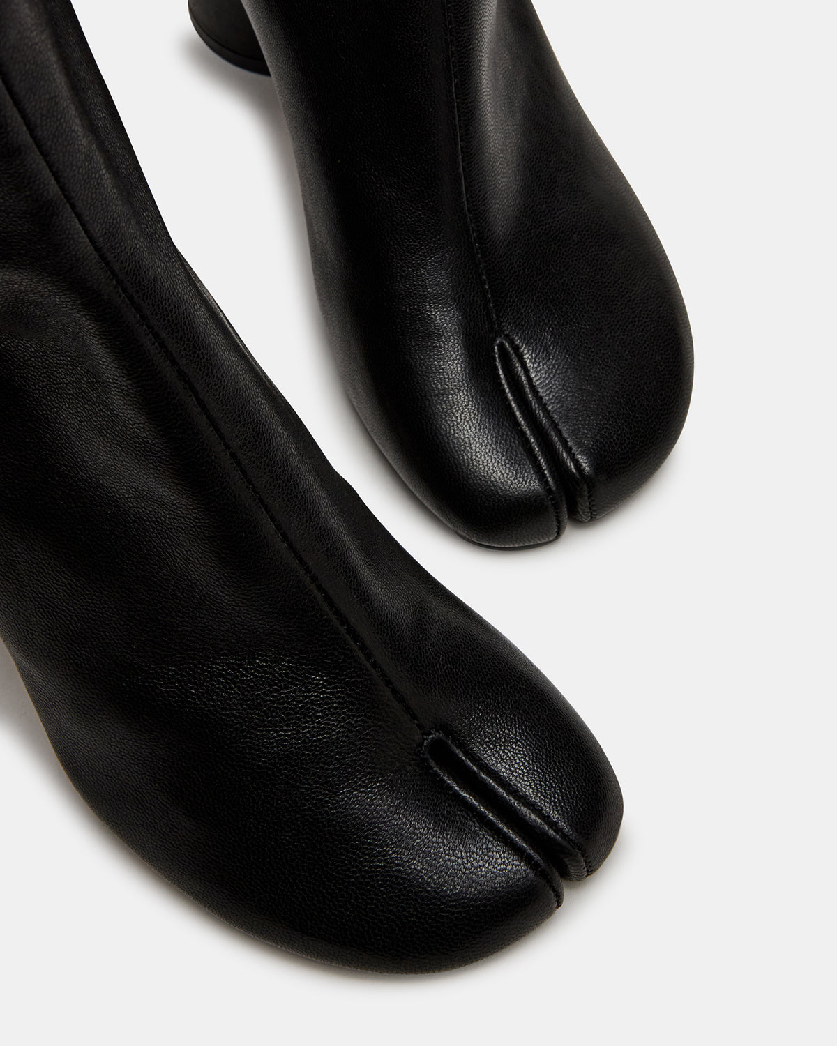 CARO Black Leather Tabi Split-Toe Block Heel Women's Ankle Boot | Steve Madden Sale