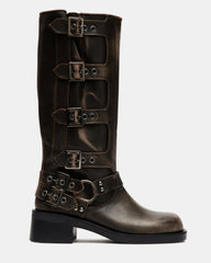 ROCKY Brown Distressed Women's Knee-High Moto Boots | Steve Madden on Sale