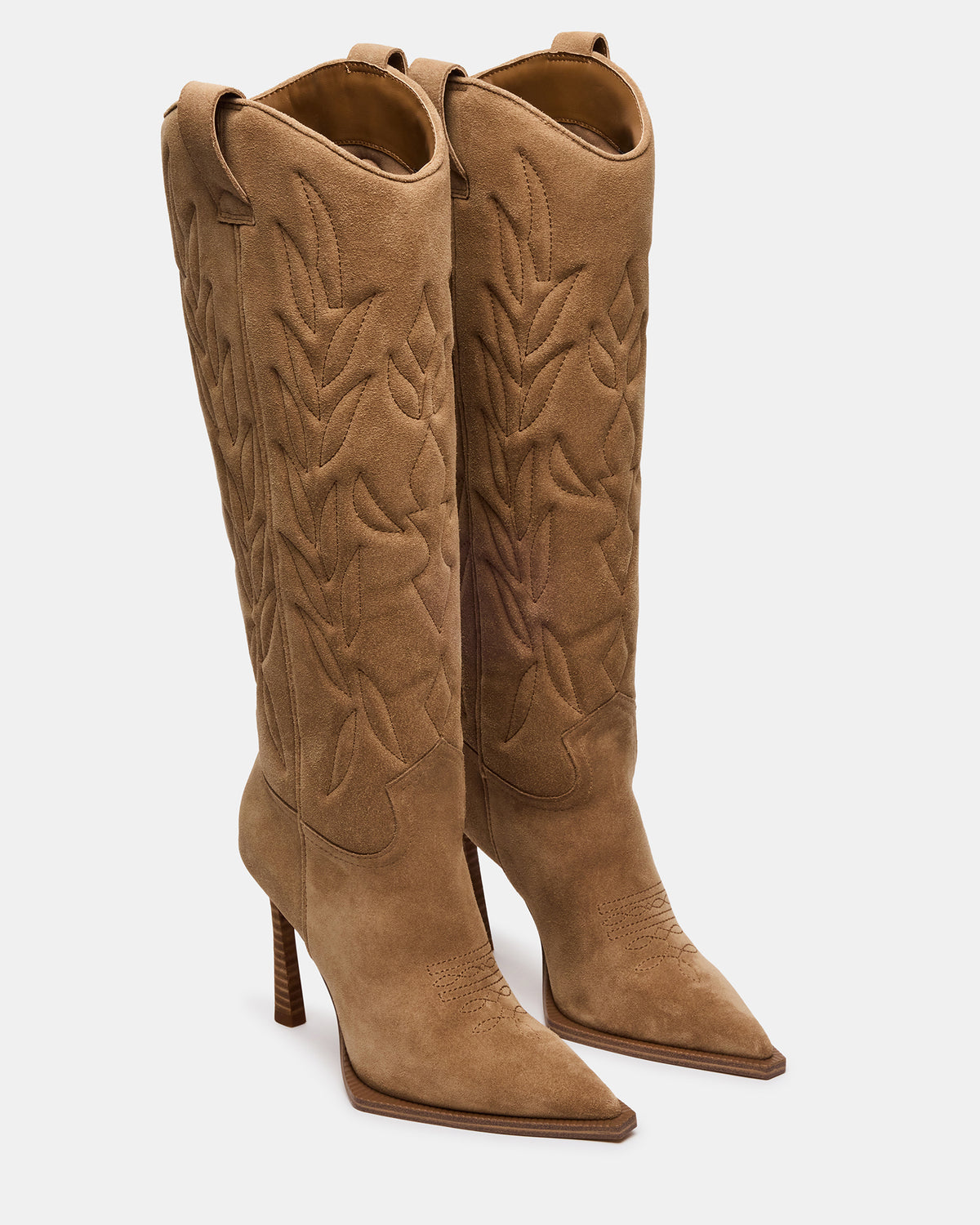 KINZEE Taupe Suede Pointed-Toe Knee-High Western Stiletto Women's Boot | Steve Madden near me