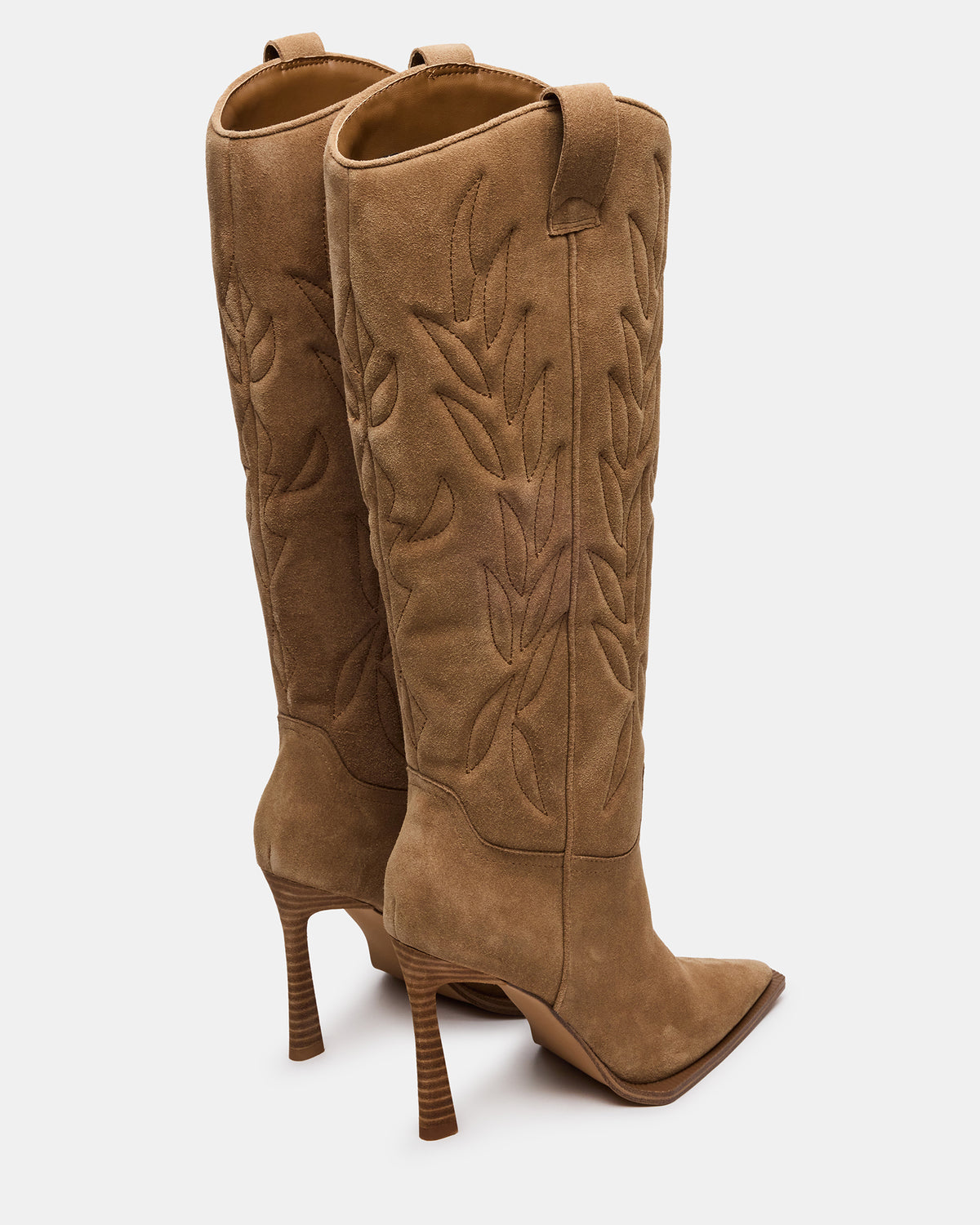 KINZEE Taupe Suede Pointed-Toe Knee-High Western Stiletto Women's Boot | Steve Madden near me