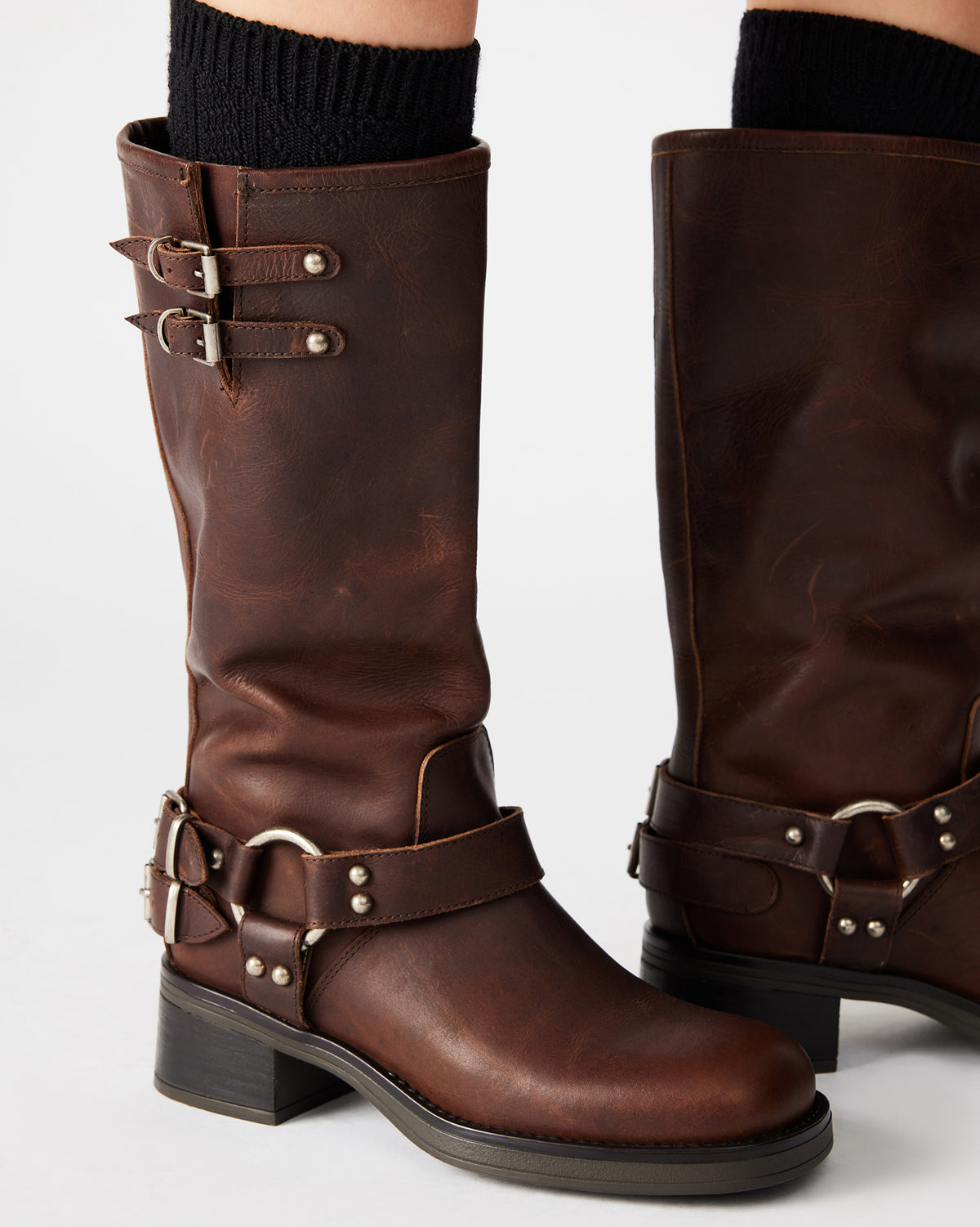ASTOR Brown Leather Knee-High Boot | Women's Boots | Steve Madden US