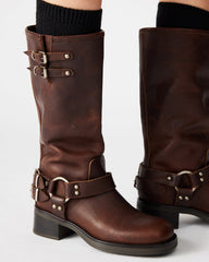 ASTOR Brown Leather Knee-High Boot | Women's Boots | Steve Madden US