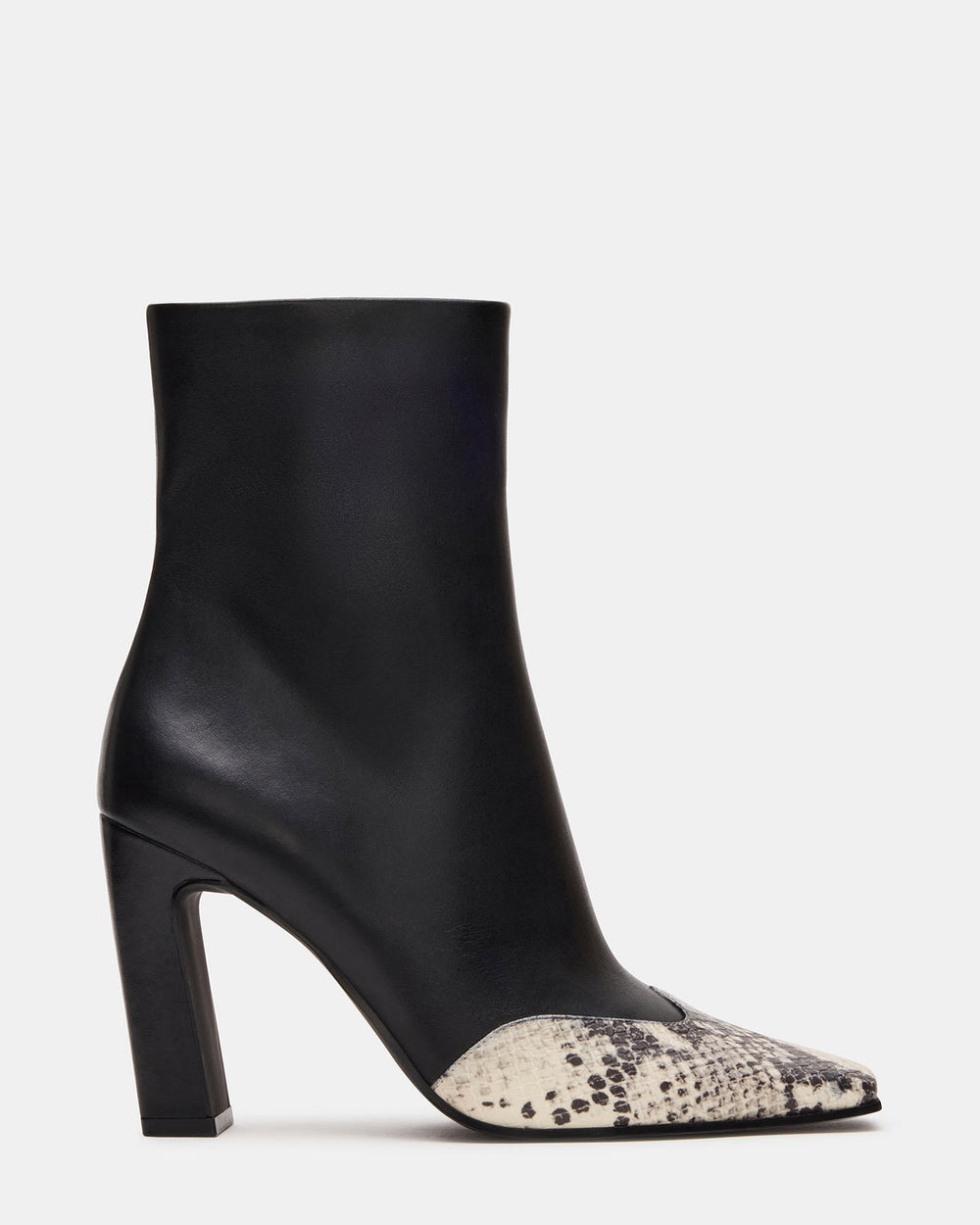 LYLE Black Leather with Snake Square-Toe Heeled Women's Ankle Boot | Steve Madden for Sale