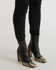 LYLE Black Leather with Snake Square-Toe Heeled Women's Ankle Boot | Steve Madden for Sale