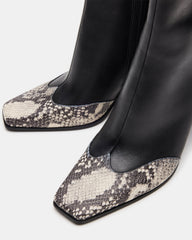 LYLE Black Leather with Snake Square-Toe Heeled Women's Ankle Boot | Steve Madden for Sale