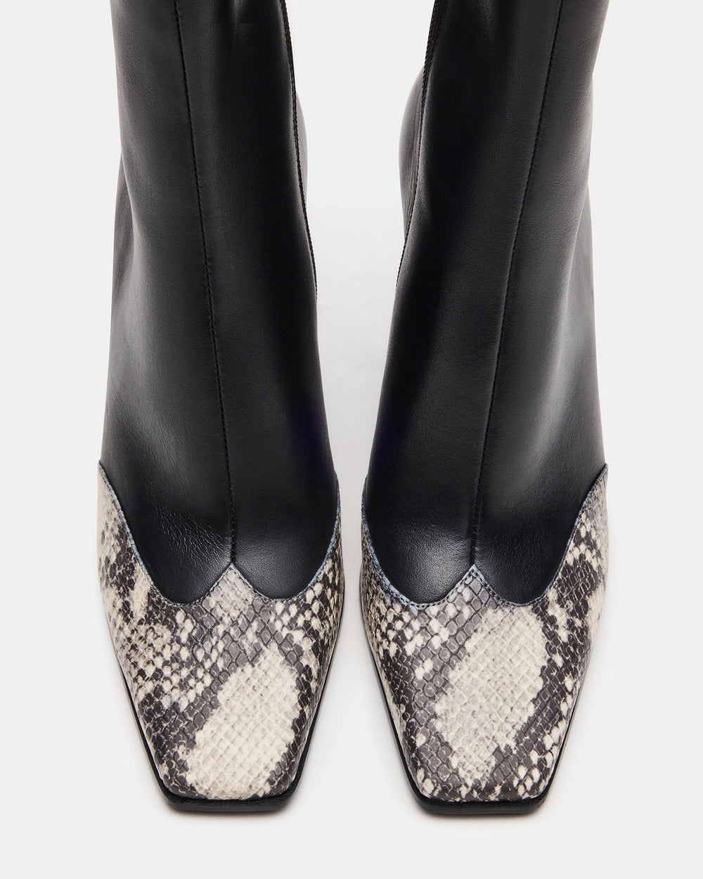 LYLE Black Leather with Snake Square-Toe Heeled Women's Ankle Boot | Steve Madden for Sale