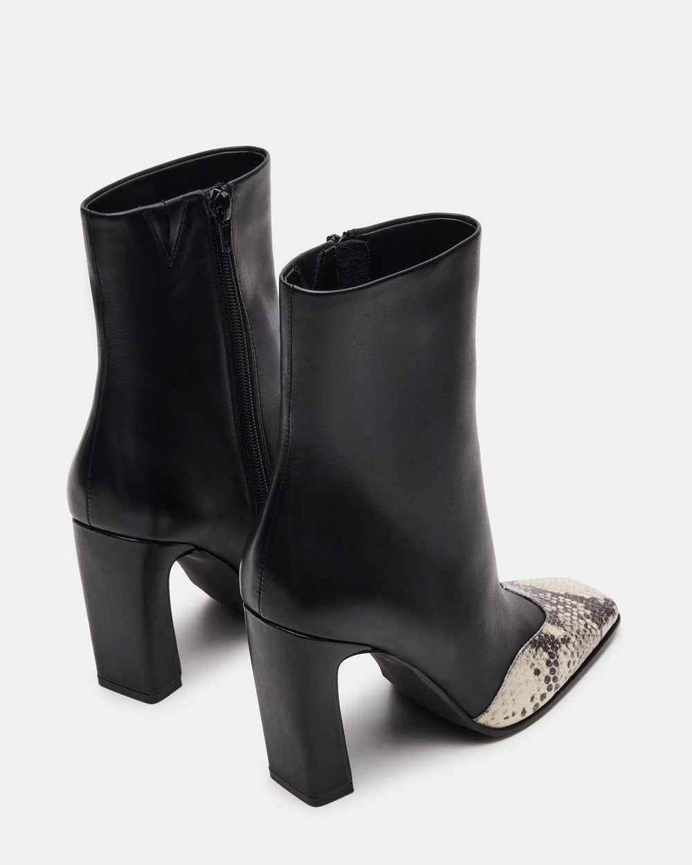 LYLE Black Leather with Snake Square-Toe Heeled Women's Ankle Boot | Steve Madden for Sale