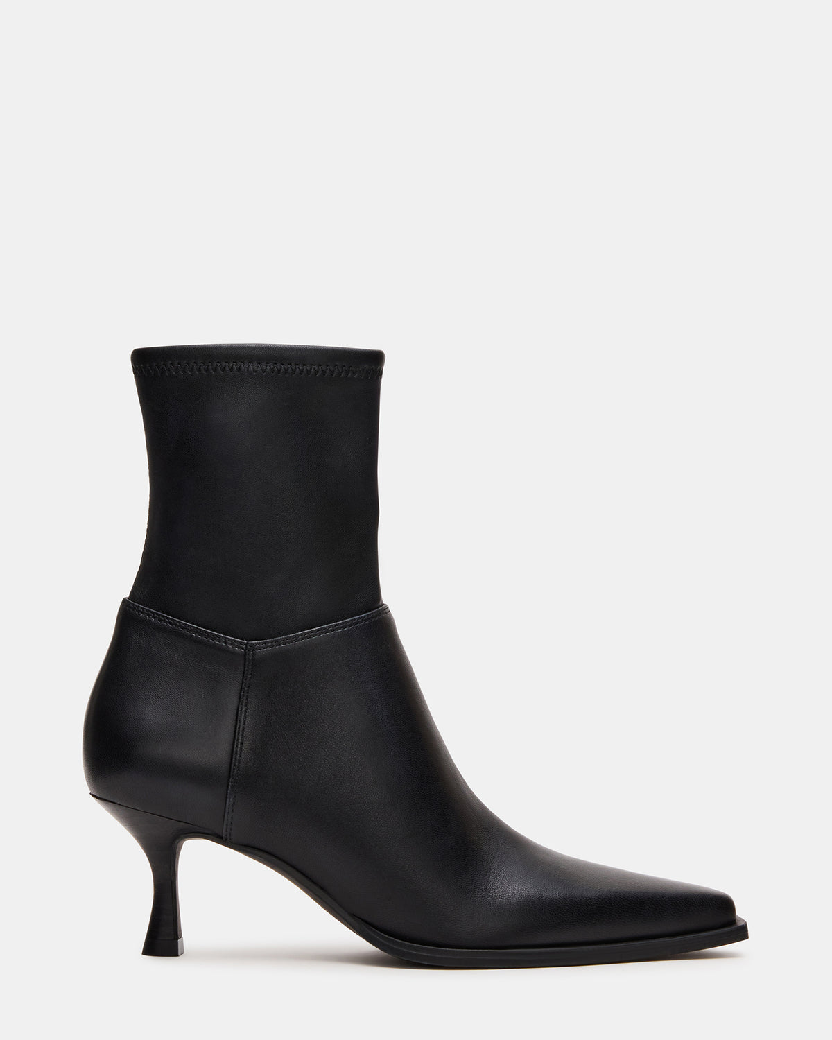STASIA Black Pointed-Toe Kitten Heel Women's Ankle Boot | Steve Madden on Sale