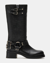 ASTOR Black Leather Knee-High Boot | Women's Boots | Steve Madden online