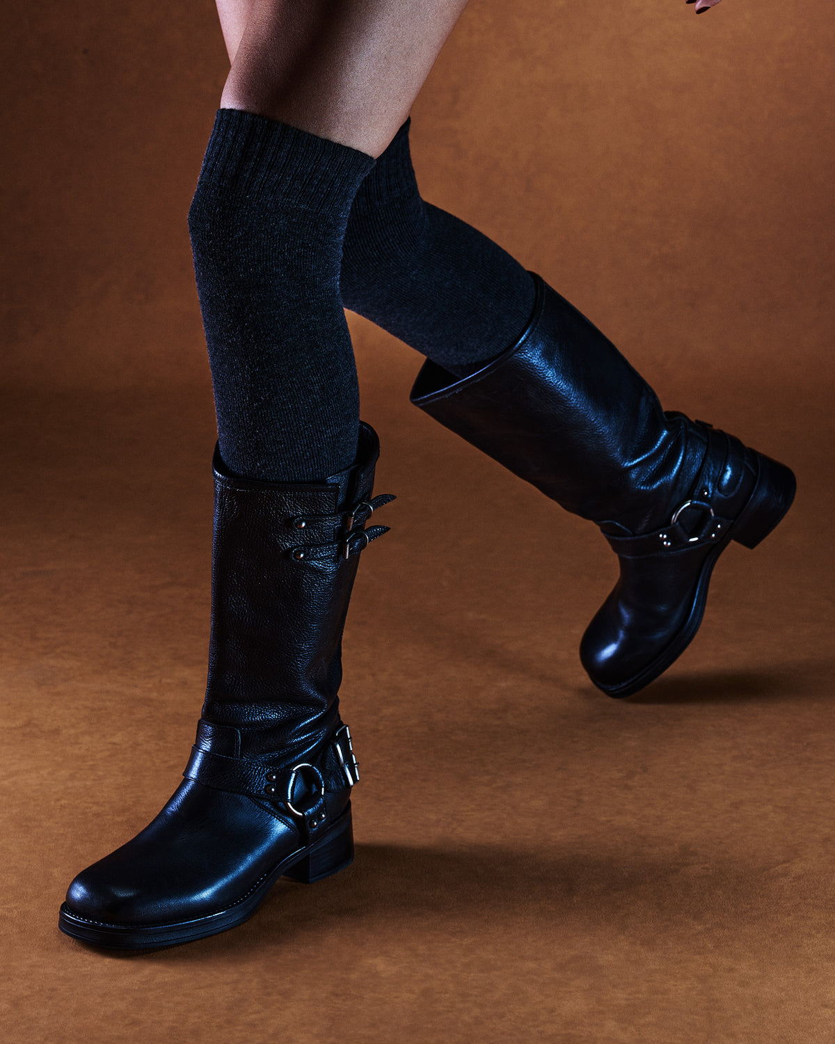 ASTOR Black Leather Knee-High Boot | Women's Boots | Steve Madden online