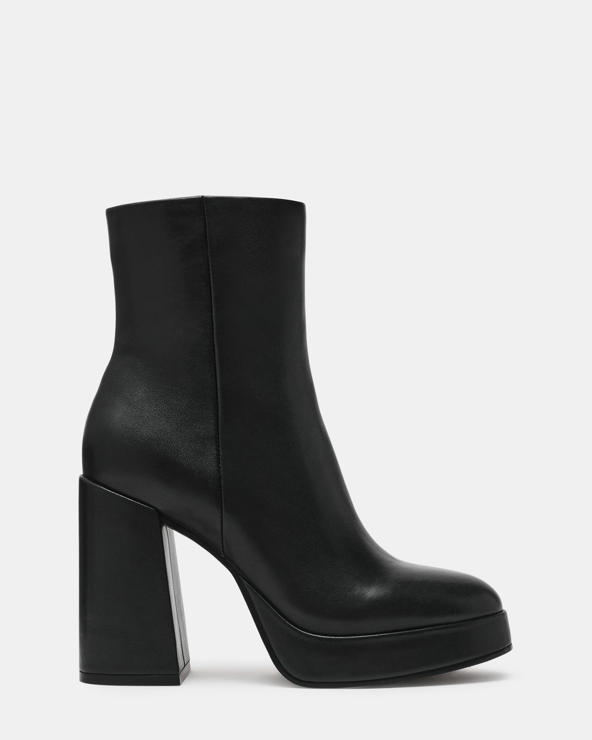 TYRA Black Leather Platform Block Heel Women's Ankle Boot | Steve Madden US