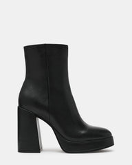 TYRA Black Leather Platform Block Heel Women's Ankle Boot | Steve Madden US