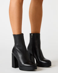 TYRA Black Leather Platform Block Heel Women's Ankle Boot | Steve Madden US