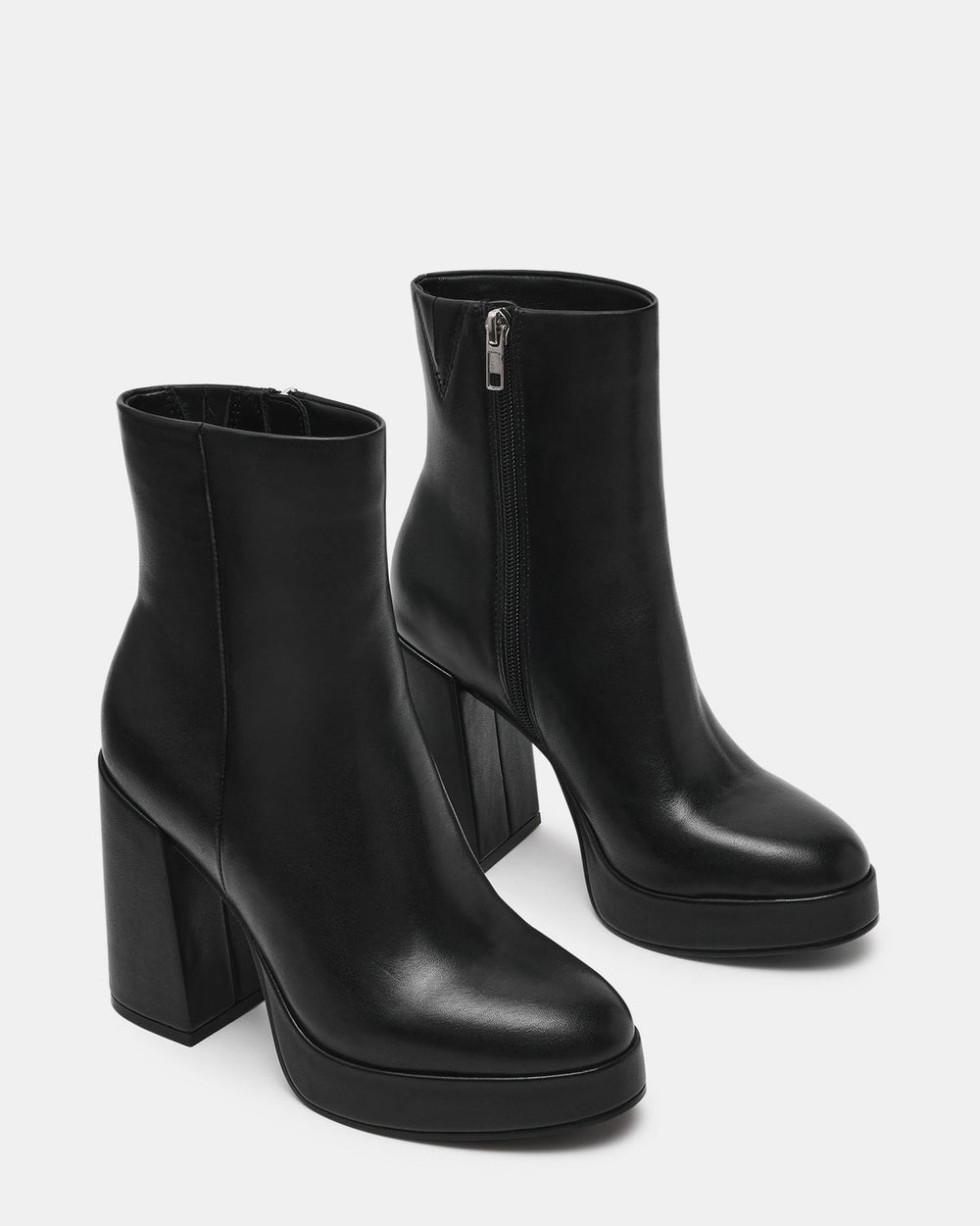 TYRA Black Leather Platform Block Heel Women's Ankle Boot | Steve Madden US