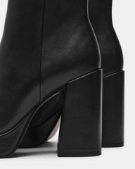 TYRA Black Leather Platform Block Heel Women's Ankle Boot | Steve Madden US