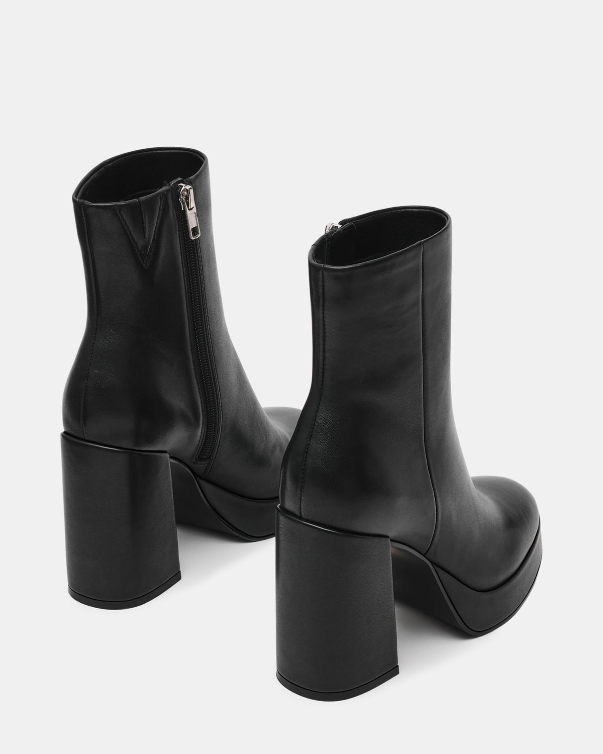 TYRA Black Leather Platform Block Heel Women's Ankle Boot | Steve Madden US