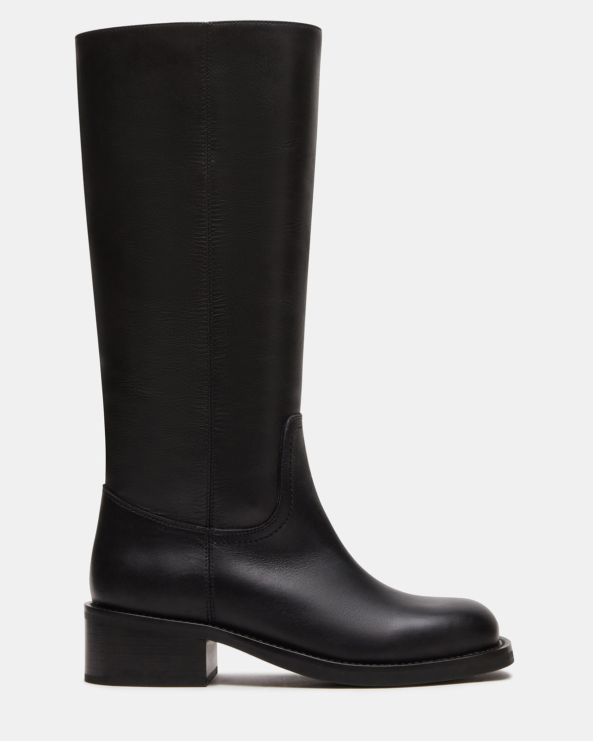 RIGGS Black Leather Square-Toe Women's Boot | Steve Madden on Sale