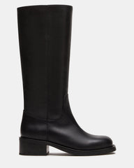 RIGGS Black Leather Square-Toe Women's Boot | Steve Madden on Sale