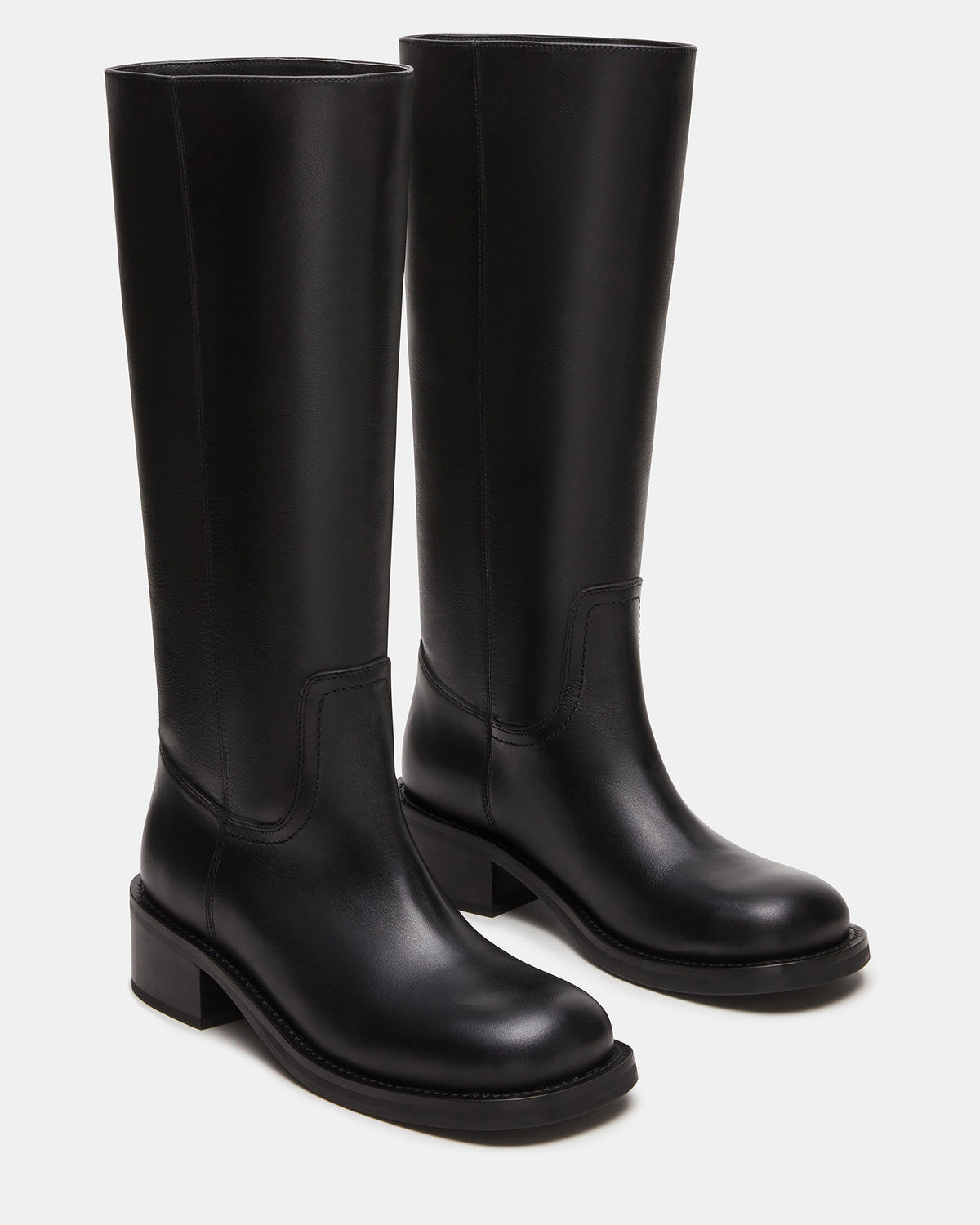 RIGGS Black Leather Square-Toe Women's Boot | Steve Madden on Sale